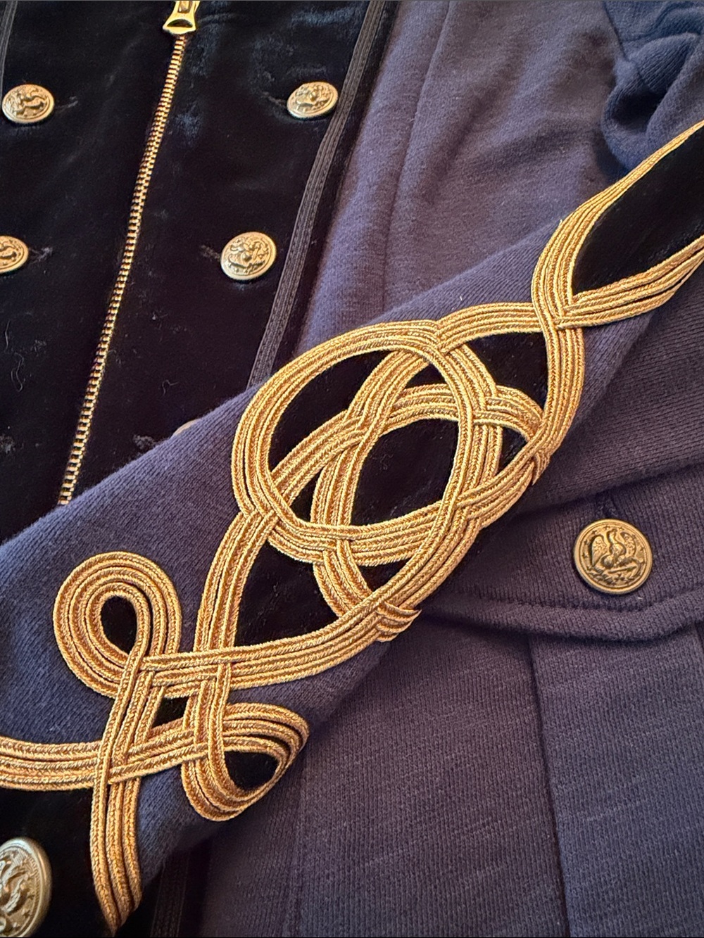 Ralph Lauren Military Band Jacket w/ Black Velvet Trim & Gold Embroidery - Picture 3 of 10